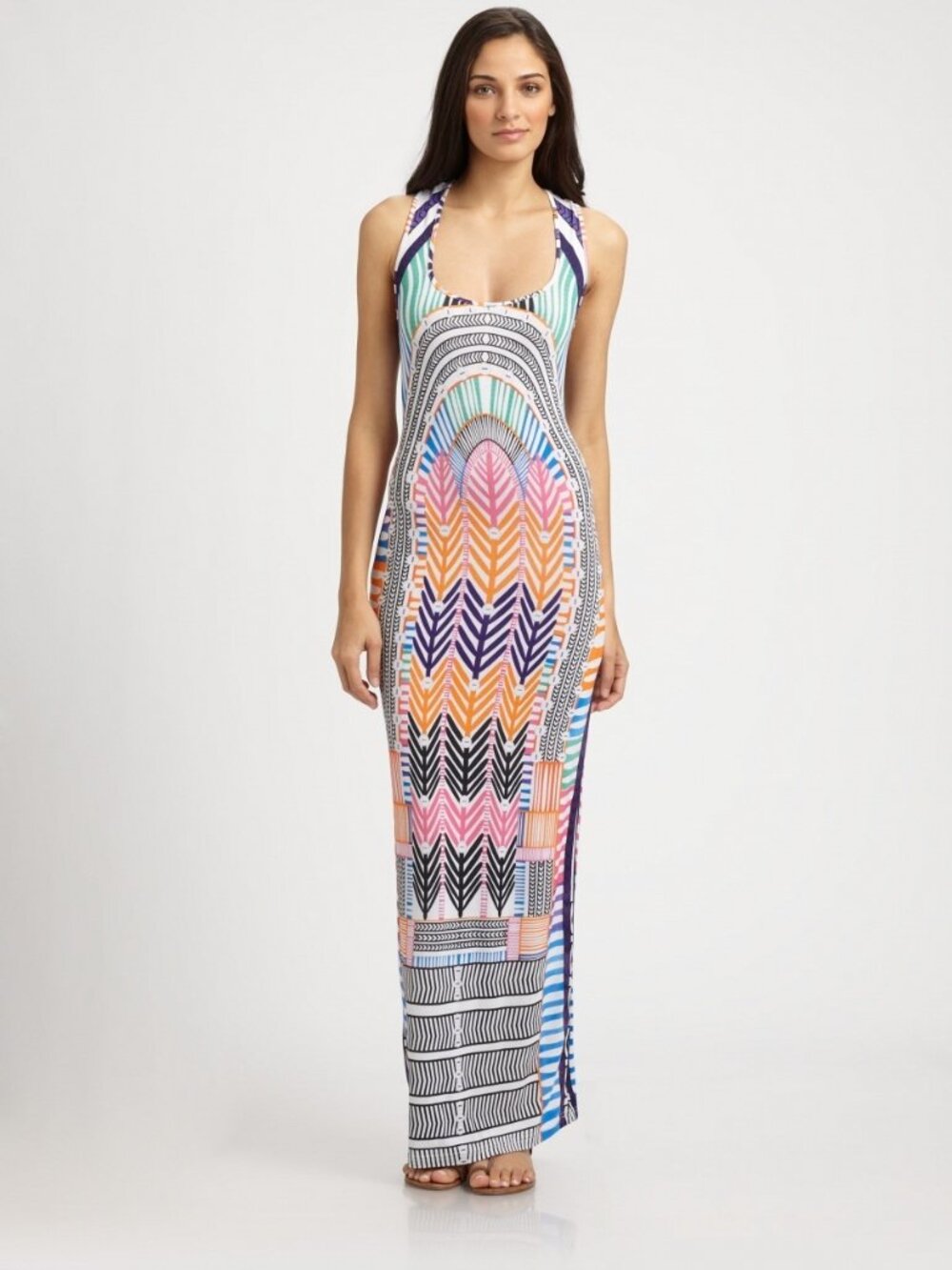 Mara Hoffman Geometric Boho Tribal Print Maxi Dress Colorful Summer Beach Resort